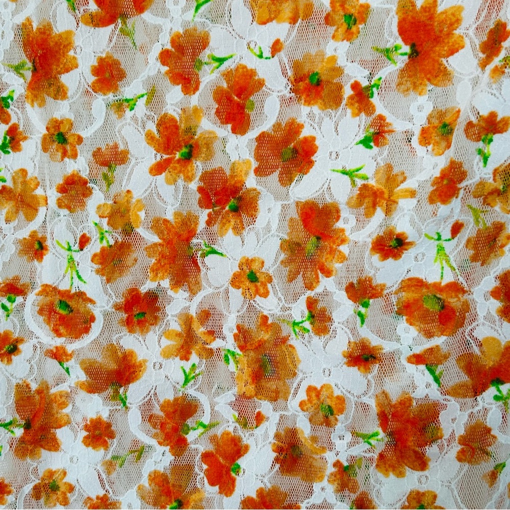 VTG Free People Intimately Lace Orange Floral  Scoop Tank on Cream - Picture 2 of 3